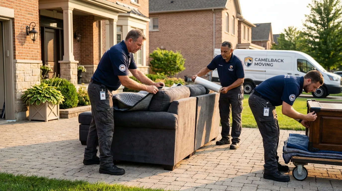Large estate moving crew wrapping furniture in Traer, IA